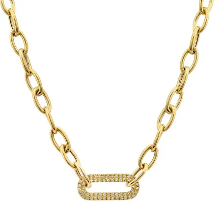 Unique Heart-Shaped Necklaces For Love Gifts-14k Yellow Gold Diamond Paperclip Link Necklace