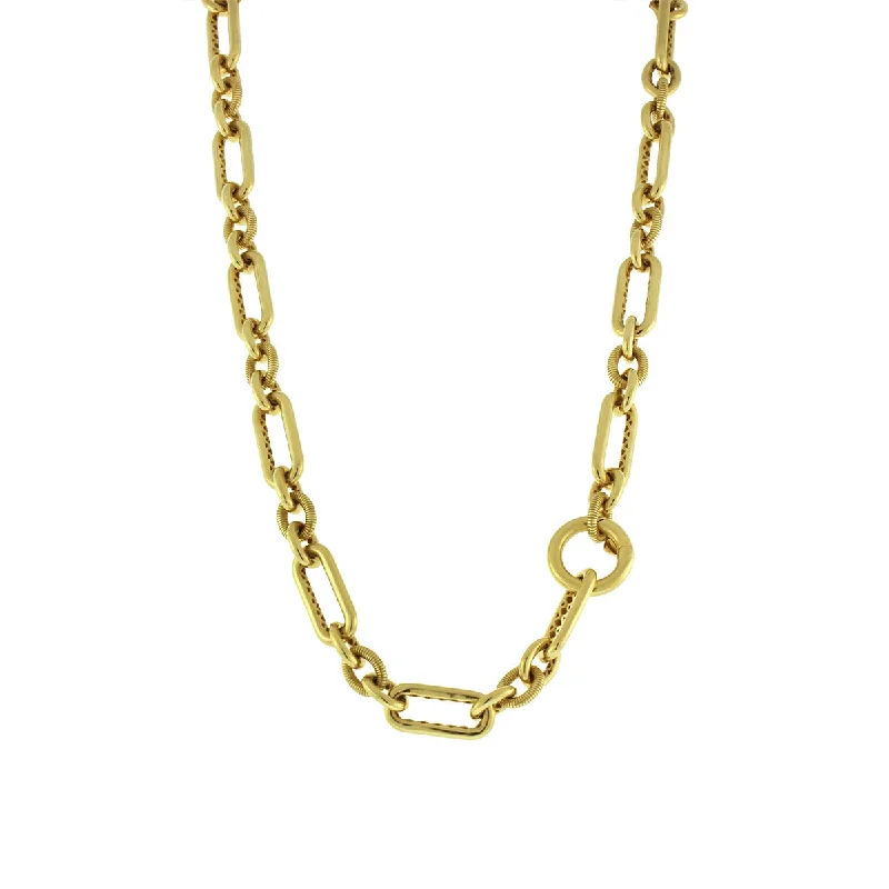 Gorgeous Silver Necklaces For Elegant Look-18-Inch 18K Yellow Gold Link Toggle Necklace