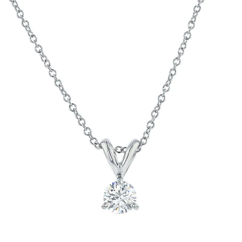 Simple Crystal Necklaces For Casual Look-14K White Gold Diamond Pendant Necklace