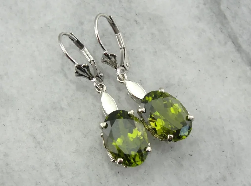 Rose Gold Earrings For Weddings-Most Olive: Deep Green Peridot Drop Earrings