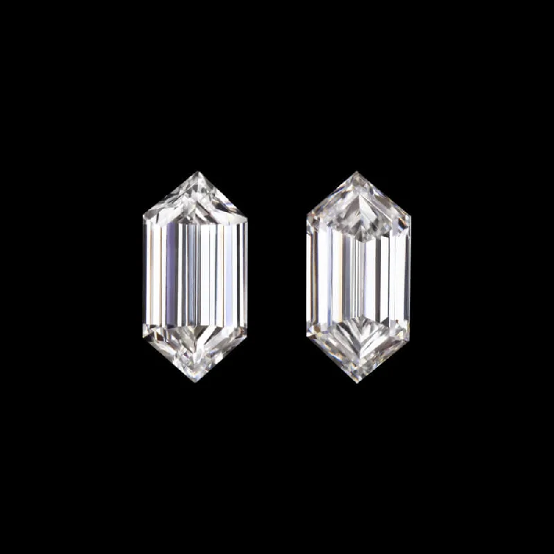 Modern Earrings For Trendy Fashion-0.44ct ELONGATED HEXAGON G VVS DIAMOND MATCHING PAIR STUD EARRINGS ACCENT STONES