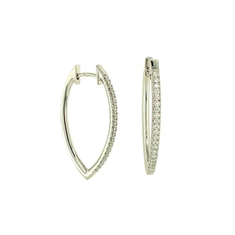 Stylish Earrings For Casual Weekends-Lisa Nik 18k white gold rhodium plated Sparkle pear shape hoop earrings