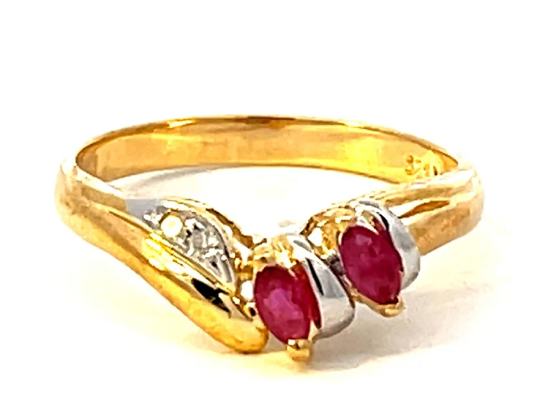 Elegant Bridal Rings For Fashion-Forward Brides-Ruby Diamond Ring in 14k Yellow Gold