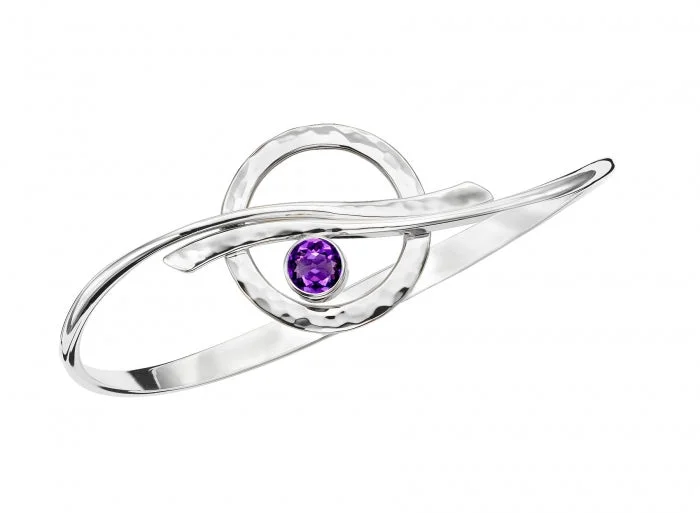 Multi-Color Glass Bangles-Amethyst Cloudburst Bangle in Silver by E.L. Designs