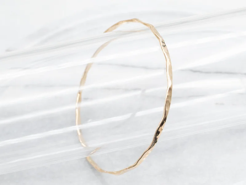 Handmade Silver Bangles-Simple Gold Hammered Bangle Bracelet