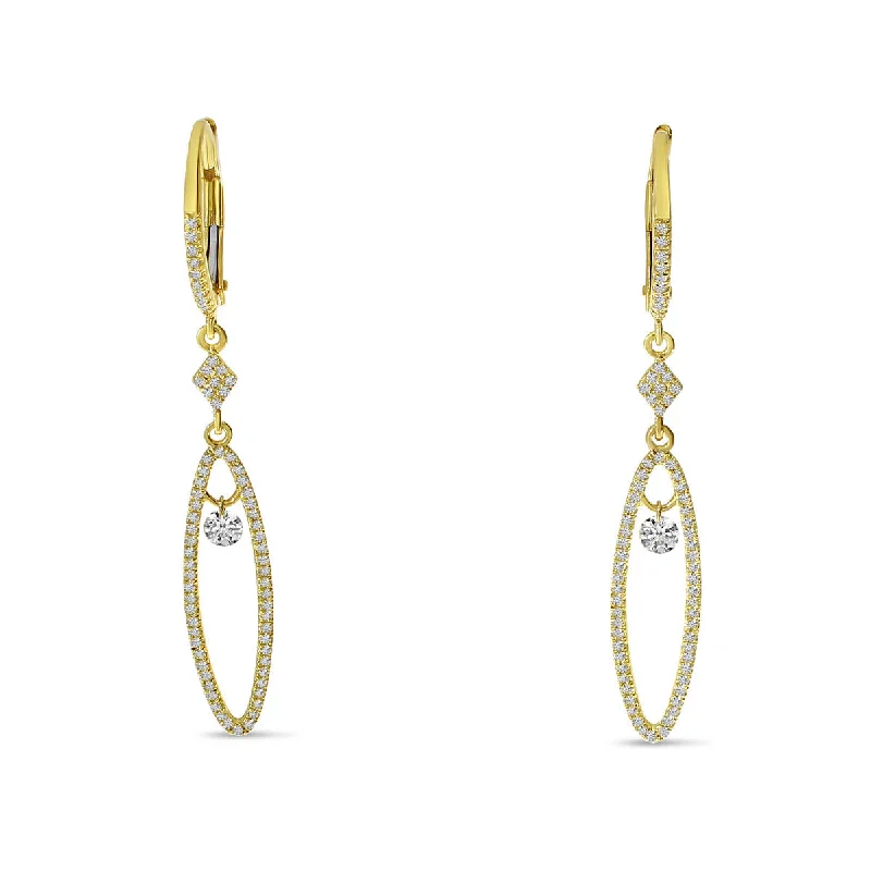 Light Earrings For Easy Everyday Wear-DASHING DIAMONDS OVAL EARRINGS E10382