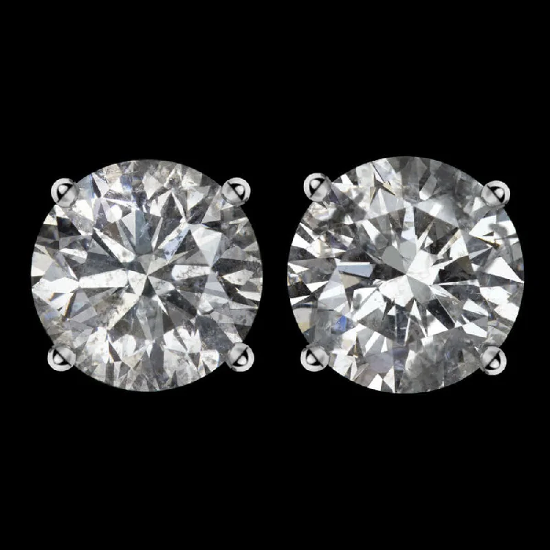 Bold Earrings For Fashion-Forward Look-3.39ct NATURAL DIAMOND STUD EARRINGS MATCHING PAIR ROUND BRILLIANT CUT CLASSIC