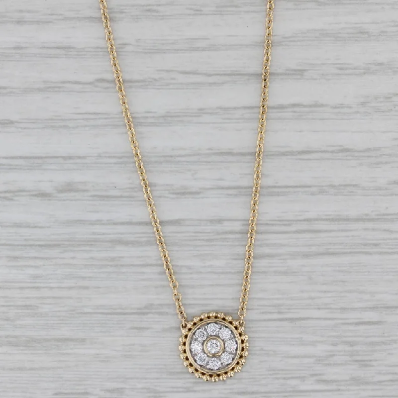 Crystal Necklaces For Sparkly Occasion-0.31ctw Lab Grown Diamond Circle Pendant Necklace 14k Gold 17.75" Cable Chain