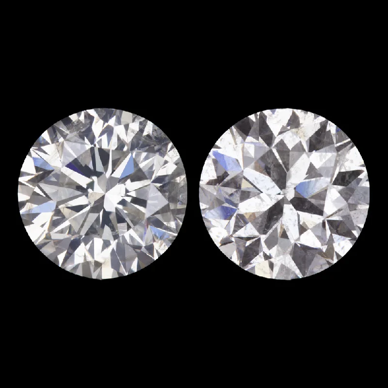 Sterling Silver Earrings For Sensitive Ears-2.11ct ROUND BRILLIANT CUT NATURAL DIAMOND STUD EARRINGS MATCHING PAIR CLASSIC