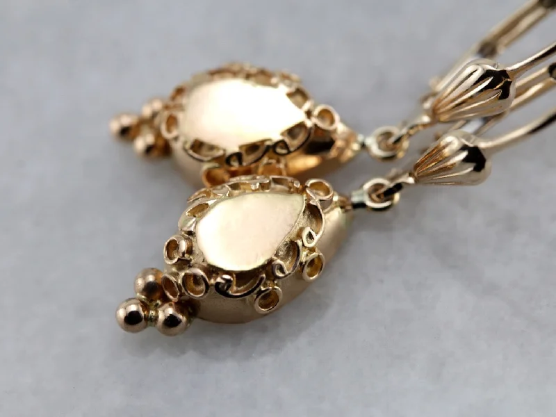 Artistic Earrings For Creative Souls-Vintage Etruscan Revival Decorative Drop Earrings