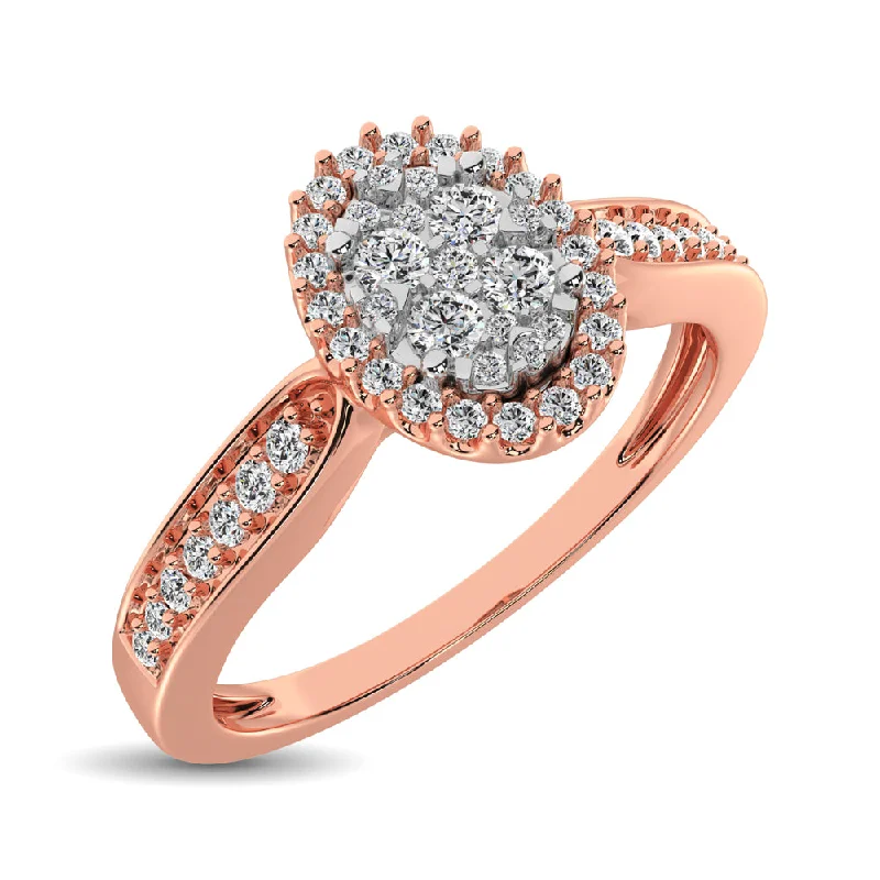 Elegant Wedding Ring Sets For Brides-10K Rose Gold 1/4 Ct.Tw. Diamond Heart Ring