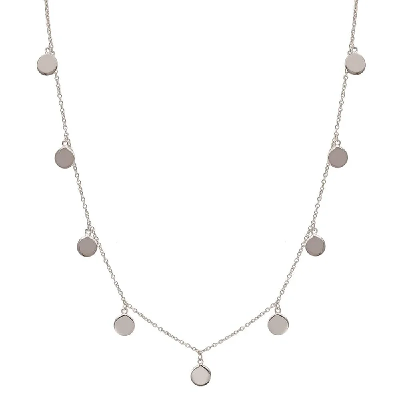 Crystal Necklaces For Sparkling Look-SLEEK DISC NECKLACE, SILVER