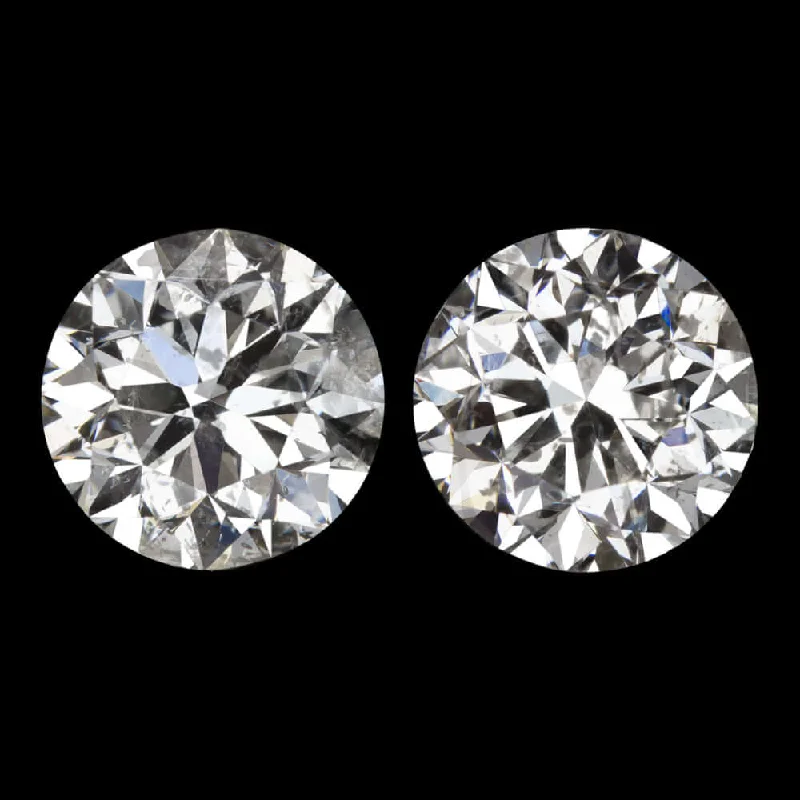 Unique Earrings For Special Anniversaries-2 CARAT E-F SI VERY GOOD CUT DIAMOND STUD EARRINGS ROUND BRILLIANT MATCHING PAIR