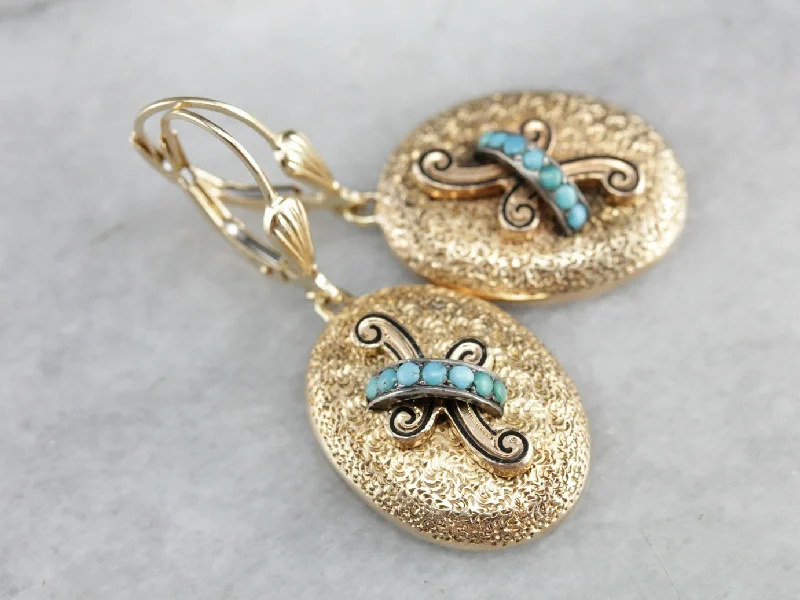 Silver Hoop Earrings For Women-Upcycled Turquoise Drop Earrings