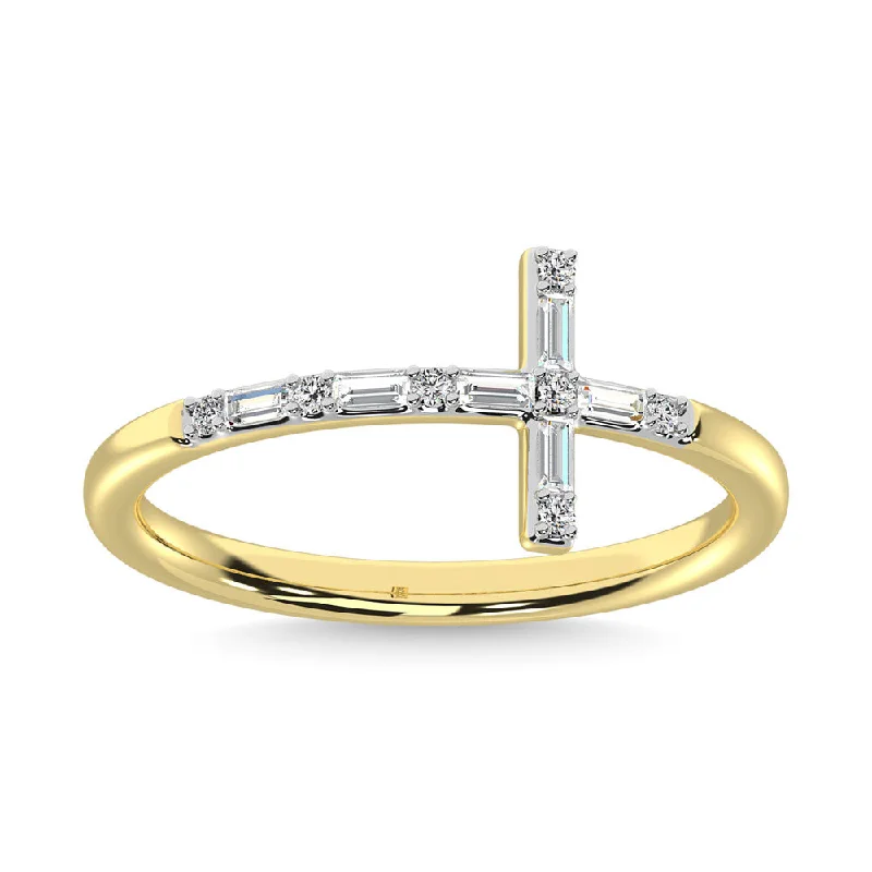 Vintage Style Engagement Rings-Diamond 1/6 Ct.Tw. Round and Baguette Stackable Ring in 14K Yellow Gold