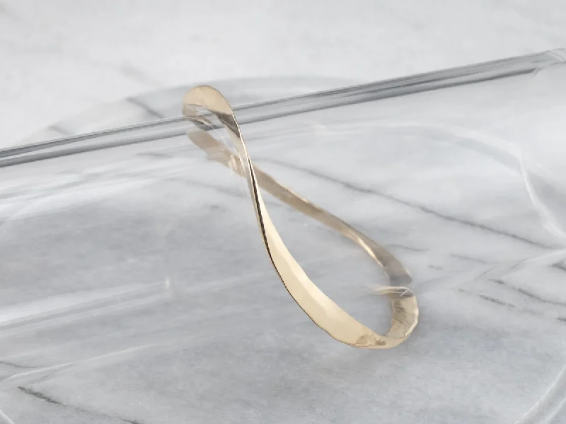 Unique Wedding Bangles-Modernist Hammered Gold Bangle Bracelet