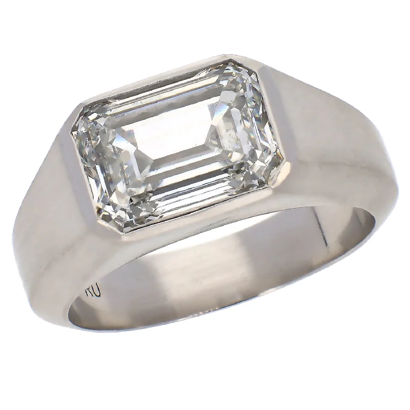 Bold Fashion Rings For Unique Style-Platinum Emerald Cut Lab Diamond Ring