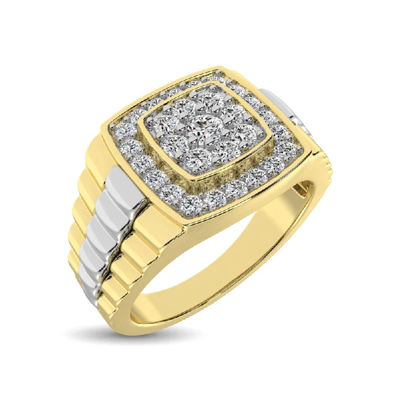 Personalized Promise Rings For Romantic Gestures-10K Yellow Gold with Accent of 10K White Gold 3/4 Ct.Tw. Diamond Mens Fashion Ring