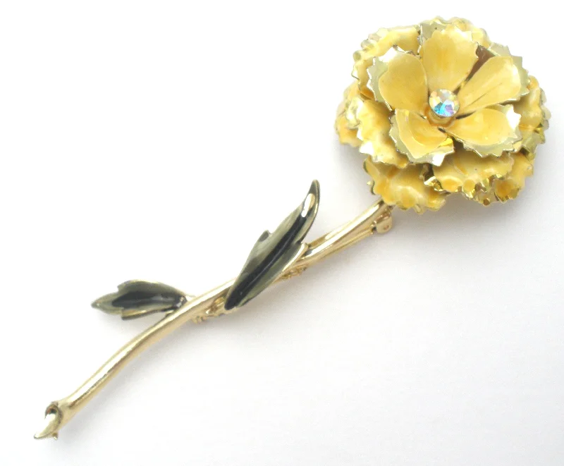 Brooch For Casual Fashion-Coro Yellow Enamel Flower Brooch Pin Vintage