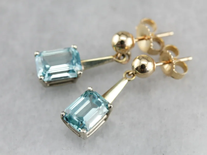 Gorgeous Stud Earrings For Office Look-Blue Zircon Drop Earrings