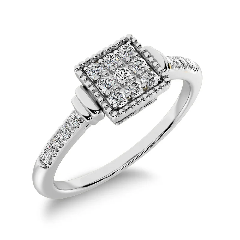 Unique Engagement Rings For Bold Brides-10K White Gold 1/6 Ct.Tw. Diamond Square Shape Ring