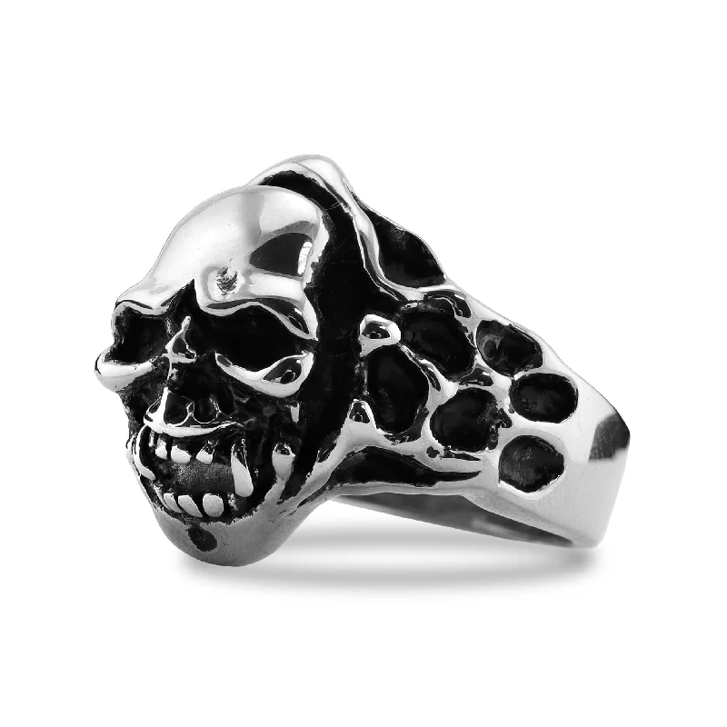 Personalized Wedding Bands For Special Touch-Polished Skull Stainless Steel Ring / SCR2051