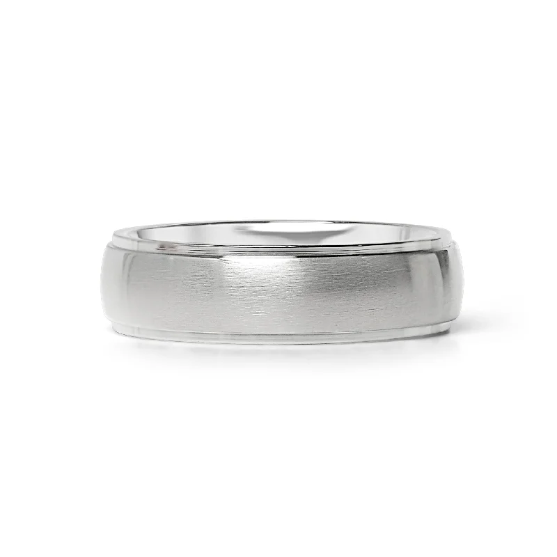 Personalized Couple Rings For Love-Stainless Steel Blank Ring Wide Brushed Center Polished Edge / CFR0001