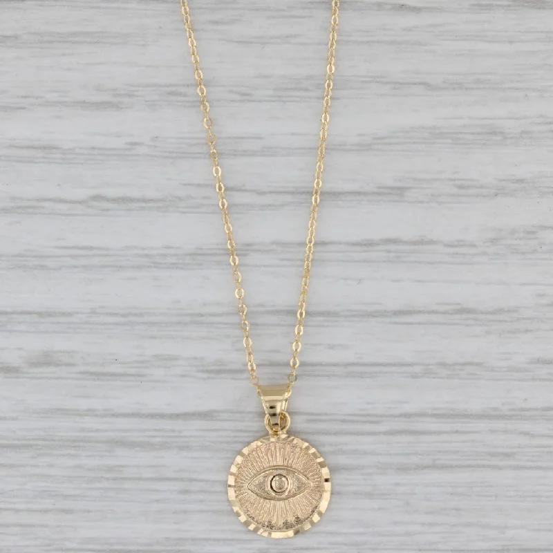 Classic Gold Necklaces For Timeless Style-New All Seeing Eye Pendant Necklace 14k Yellow Gold 18" Cable Chain