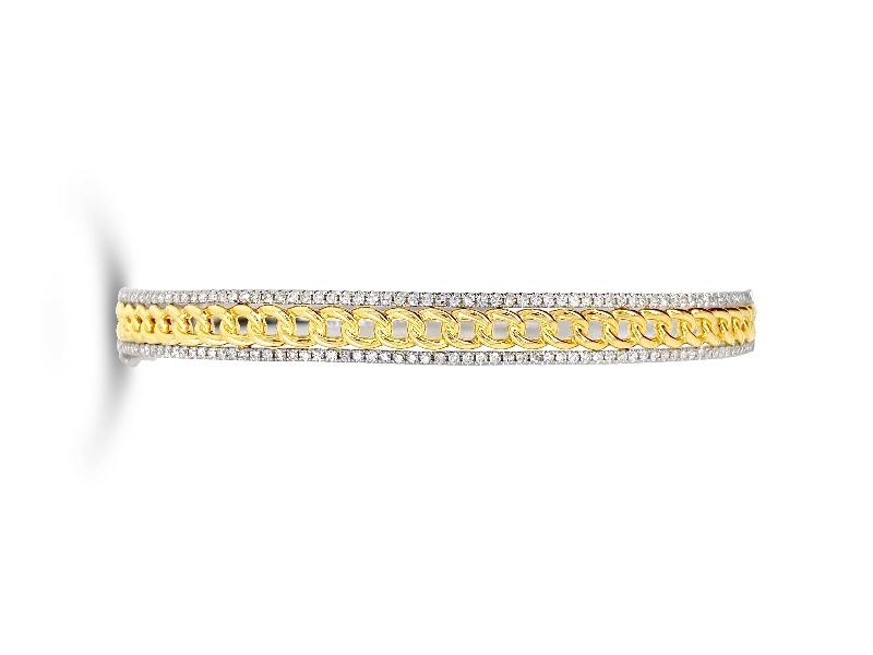 Sterling Silver Bracelets-Diamond Rails with Gold Link Bracelet