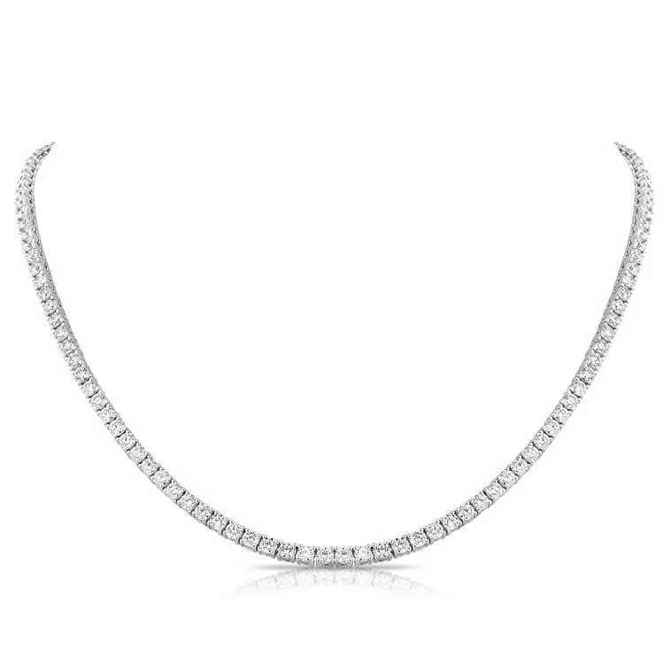 Customizable Bar Necklaces For Personal Gifts-14K White Gold Diamond Tennis Necklace