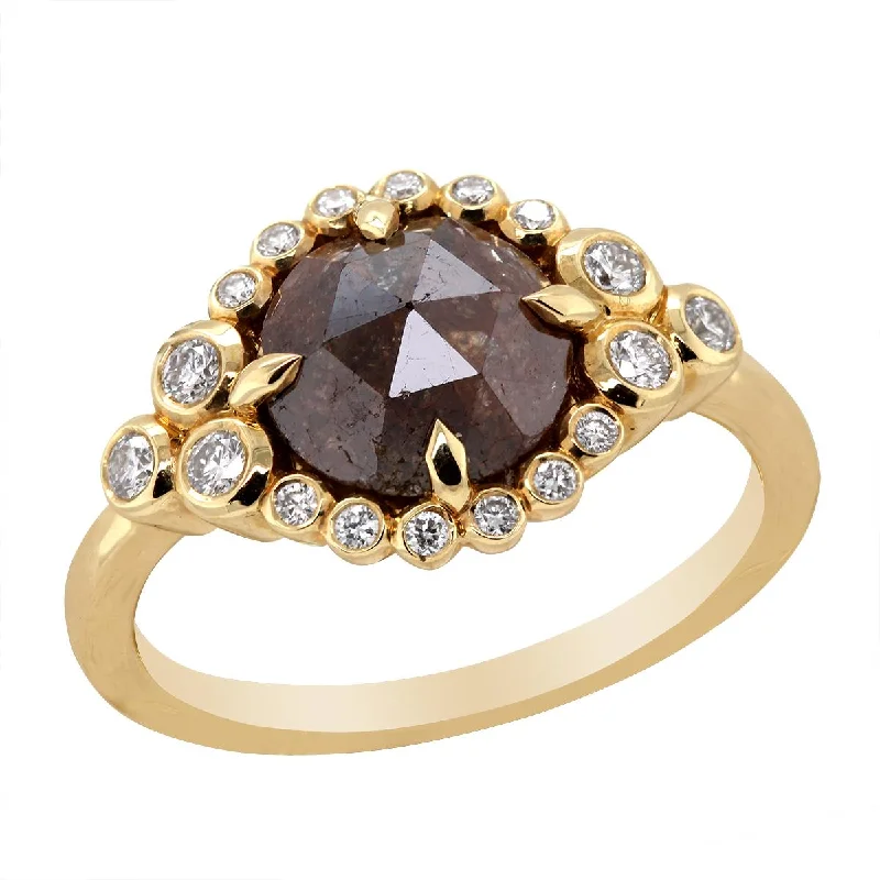 Affordable Promise Rings For Gifting-1.84 CT ROUGH COGNAC DIAMOND RING WITH DIAMONDS