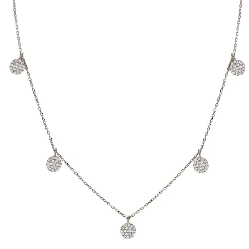 Layered Necklaces For Trendy Style-TINY DISC DANGLE NECKLACE, BR STERLING SILVER