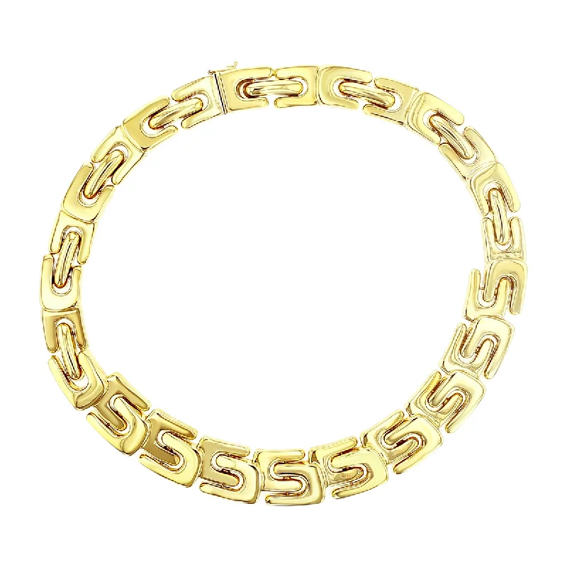 Simple Layered Necklaces For Casual Wear-16-Inch 14K Yellow Gold Geometric Link Necklace