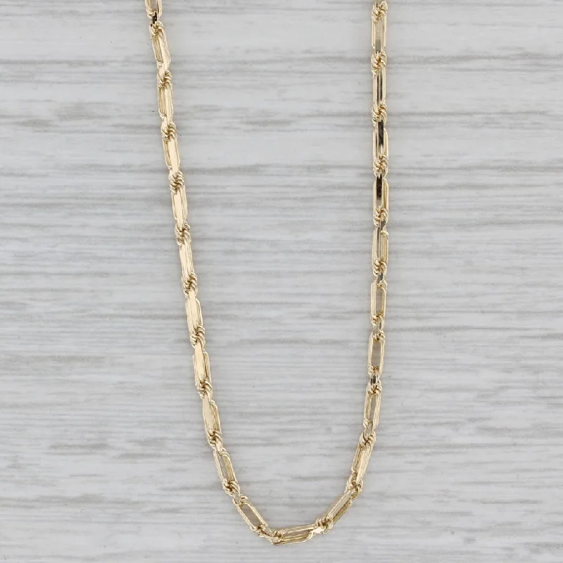 Silver Necklaces For Minimalist Style-24" Fancy Cable Chain Necklace 14k Yellow Gold 1.8mm