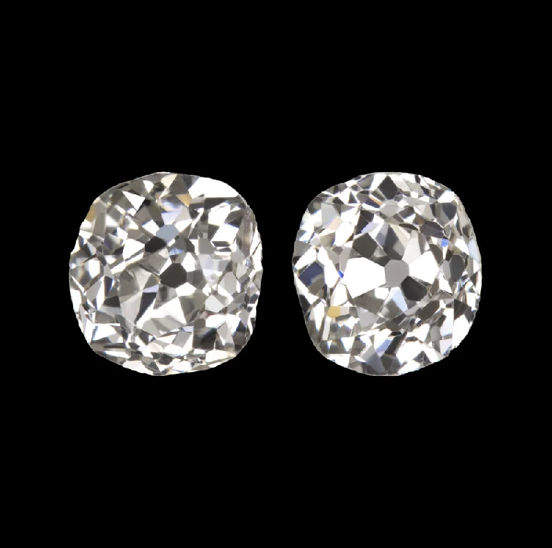 Dainty Earrings For Minimalist Style-0.69ct OLD MINE CUT DIAMOND STUD EARRINGS H-I VS2 ANTIQUE PAIR LOOSE NATURAL