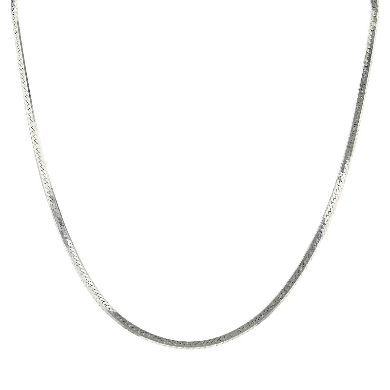 Gorgeous Pearl Necklaces For Formal Occasions-14K White Gold Flat Chain Necklace