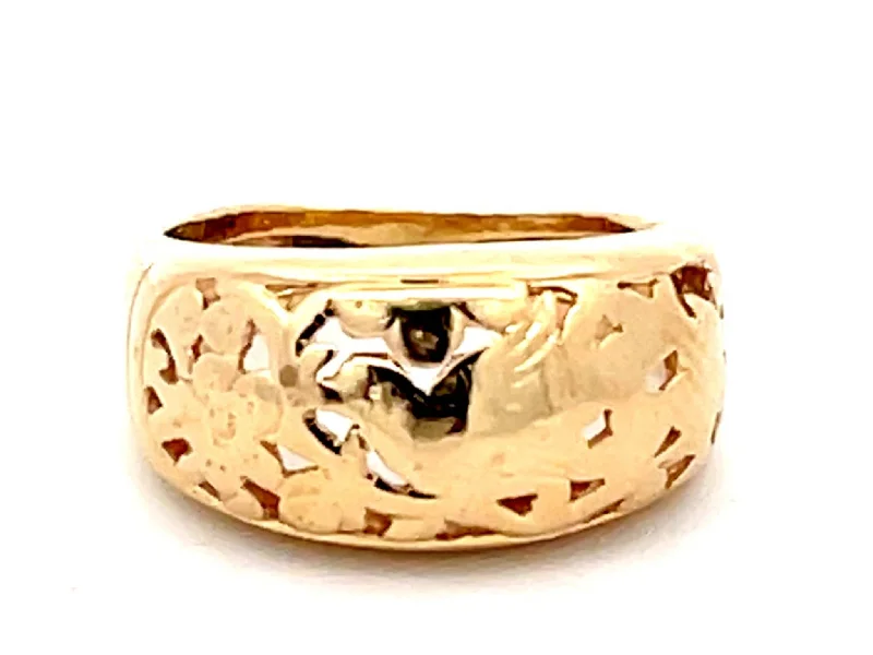 Best Rings For Everyday Wear-Mings Bird on a Plum Gold Cutout Dome Band Ring in 14k