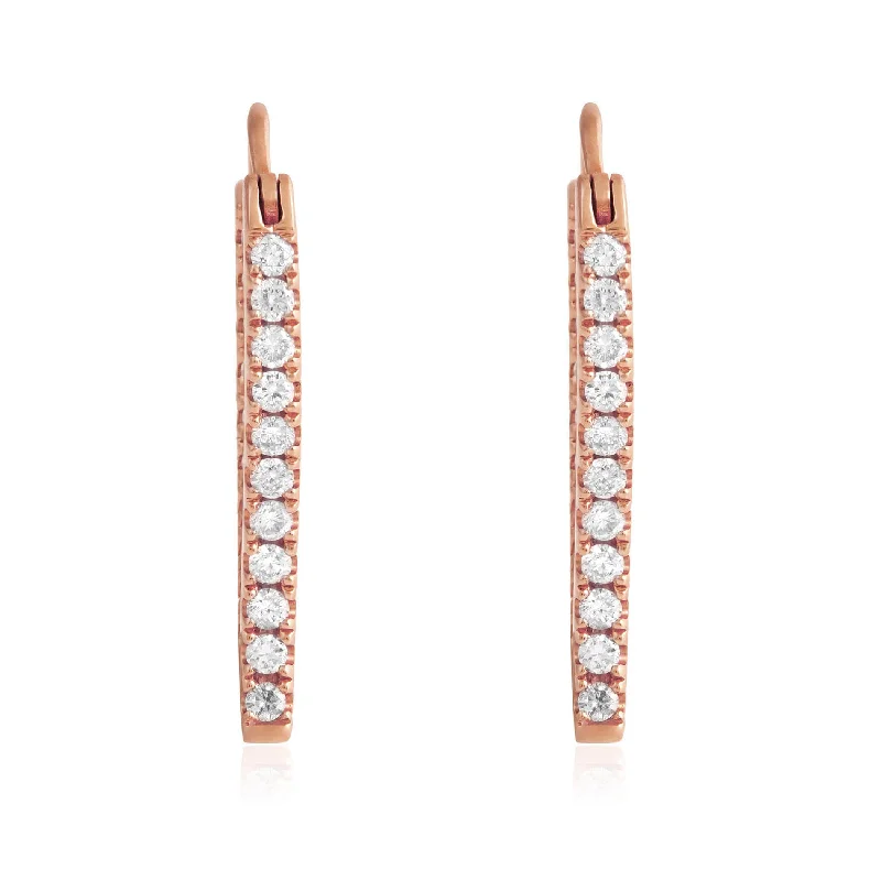 Classic Gold Earrings For Workwear-18k Rose Gold .75ct Diamond Hoop Earrings