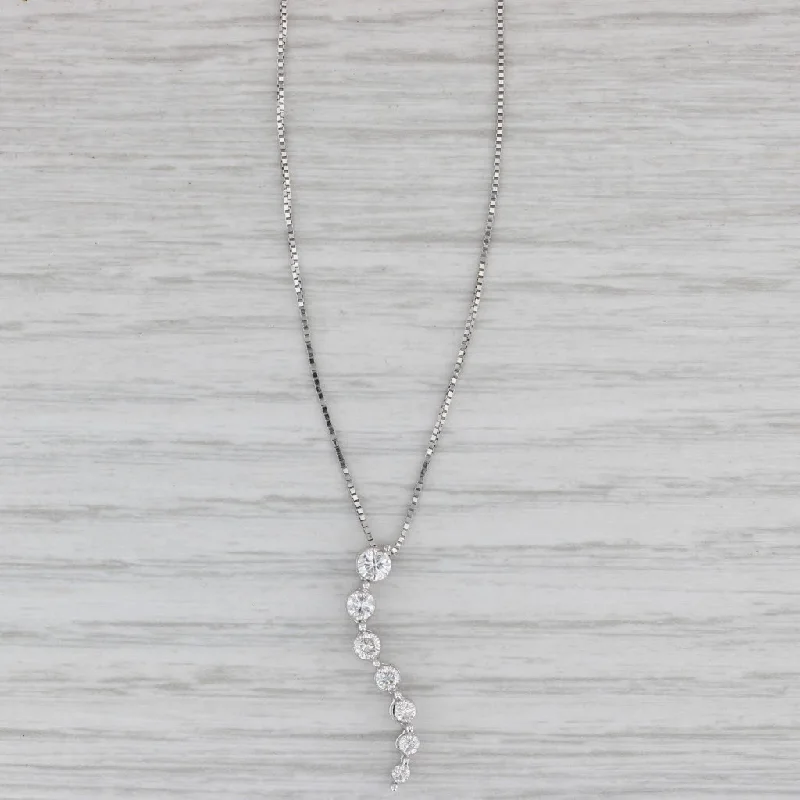 Custom Necklaces For Anniversary Gifts-0.45ctw Diamond Journey Pendant Necklace 14k White Gold 17" Box Chain