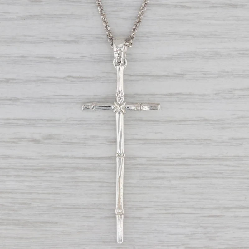 Fashion Necklaces For Holiday Parties-John Hardy Bamboo Cross Pendant Necklace Sterling Silver 36" Rolo Chain