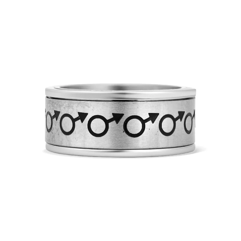 Customizable Friendship Rings-Male Symbol Spinner Stainless Steel Ring / DIS0017