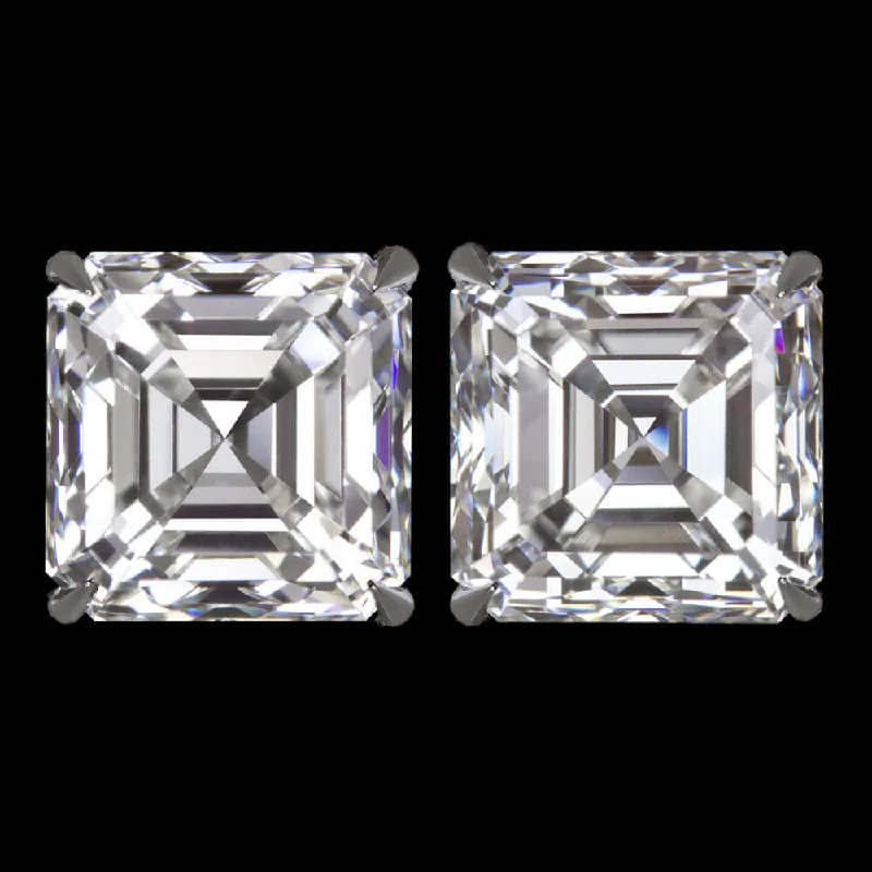 Large Statement Earrings For Special Days-1.80 CARAT H VS1 GIA CERTIFIED ASSCHER CUT DIAMOND STUD EARRINGS GOLD NATURAL