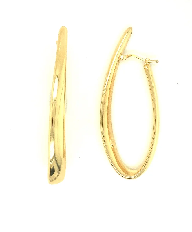 Silver Hoop Earrings For Elegant Look-Elongated Curve Earrings 161-JSA