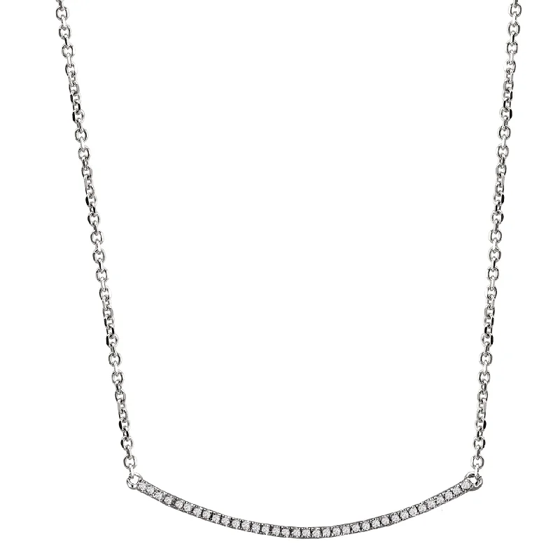 Luxury Necklaces For Special Occasions-Curved Diamond Bar Necklace