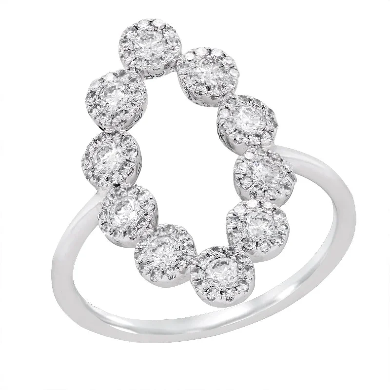 Elegant Cocktail Rings For Special Events-WHITE GOLD OPEN STYLE DIAMOND FASHION RING, .72 CT TW