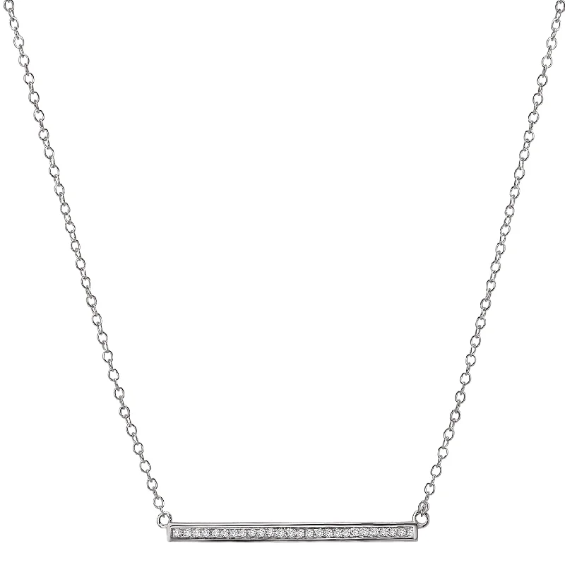 Artistic Pendant Necklaces For Creative Look-Horizontal Diamond Bar Necklace