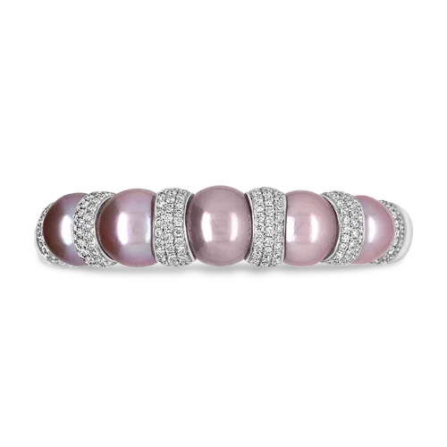 Magnetic Bracelets For Arthritis-Pink Pearl & Diamond Cuff Bracelet