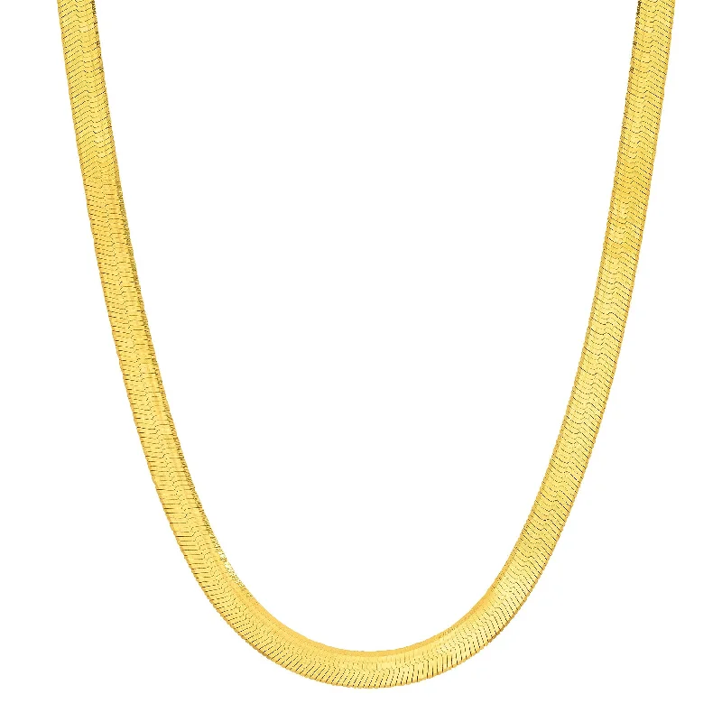 Layered Gold Necklaces For Fashion Enthusiasts-HERRINGBONE CHAIN NECKLACE, GOLD BR