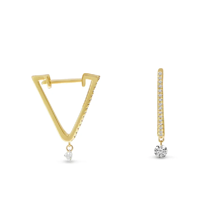 Simple Drop Earrings For Stylish Look-DASHING TRIANGLE HUGGIE EARRINGS E10243