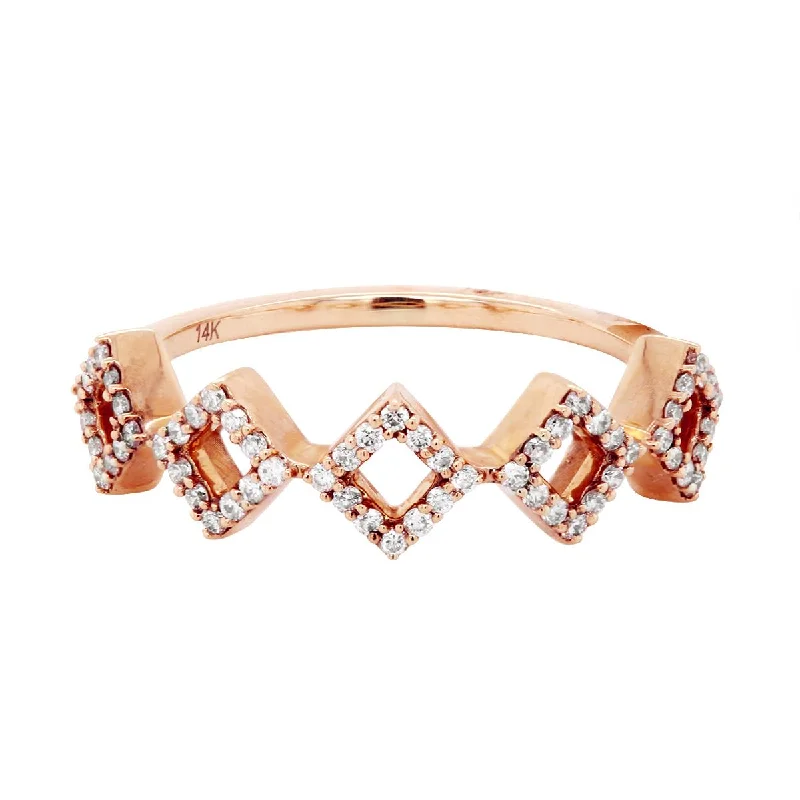 Modern Geometric Rings For Bold Fashion-ROSE GOLD FASHION RING WITH GEOMETRIC SHAPES, .25 CT TW